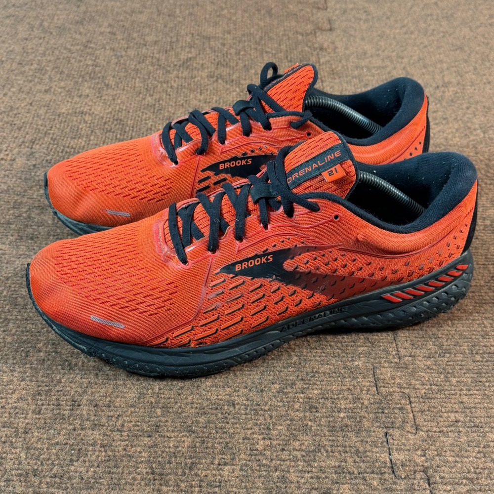 C+ Brooks Adrenaline GTS 21 Mens Running Shoes Orange Black 1103491D654 Size 13 - Picture 3 of 11